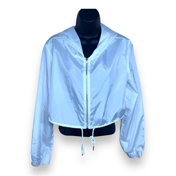 SIZE 6 SHEIN WHITE CROPPED HOODIE LONG SLEEVE NEUTRAL LIGHTWEIGHT - Picture 1 of 9